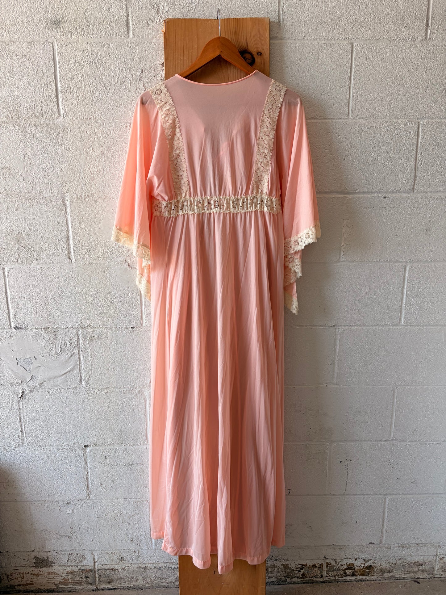 Vtg Pink & White Lace Peignoir Set : M/L