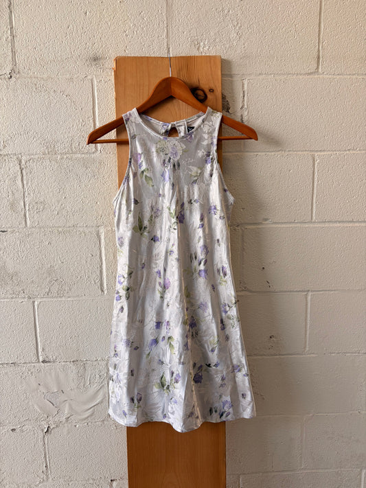 Vtg Metallic Floral Dress : S