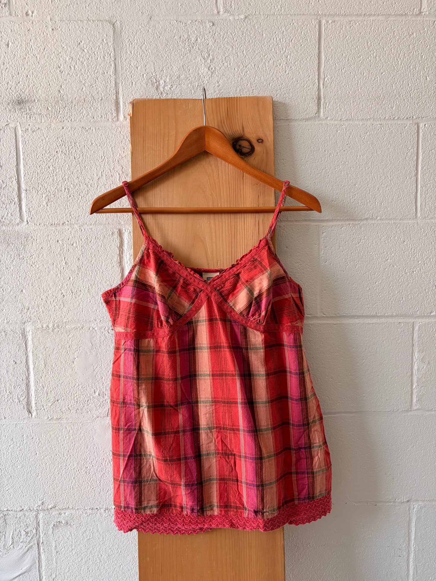 Vtg Plaid Pink Faded Glory Tank : M/L