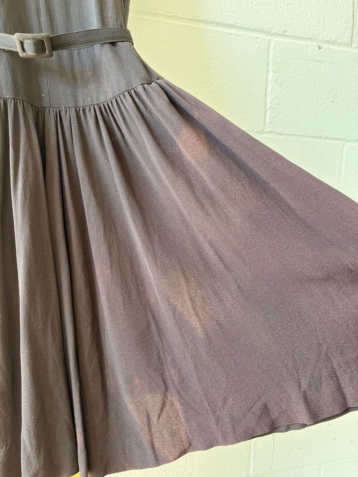 Vtg Beaded Brown & Black Lace Dress : S/M (As Is)