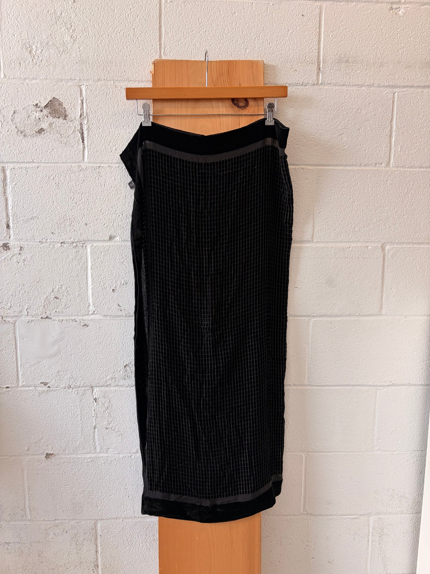 Large Textured Black Velvet Scarf
