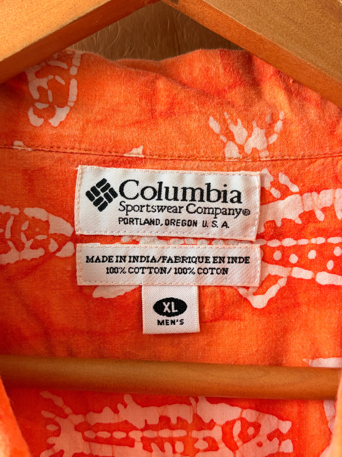 Vtg Columbia Fish Patterned Button Down : XL
