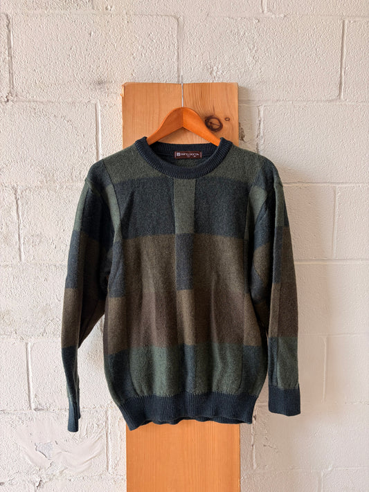 Vtg Green Patterned Sweater : M (As Is)