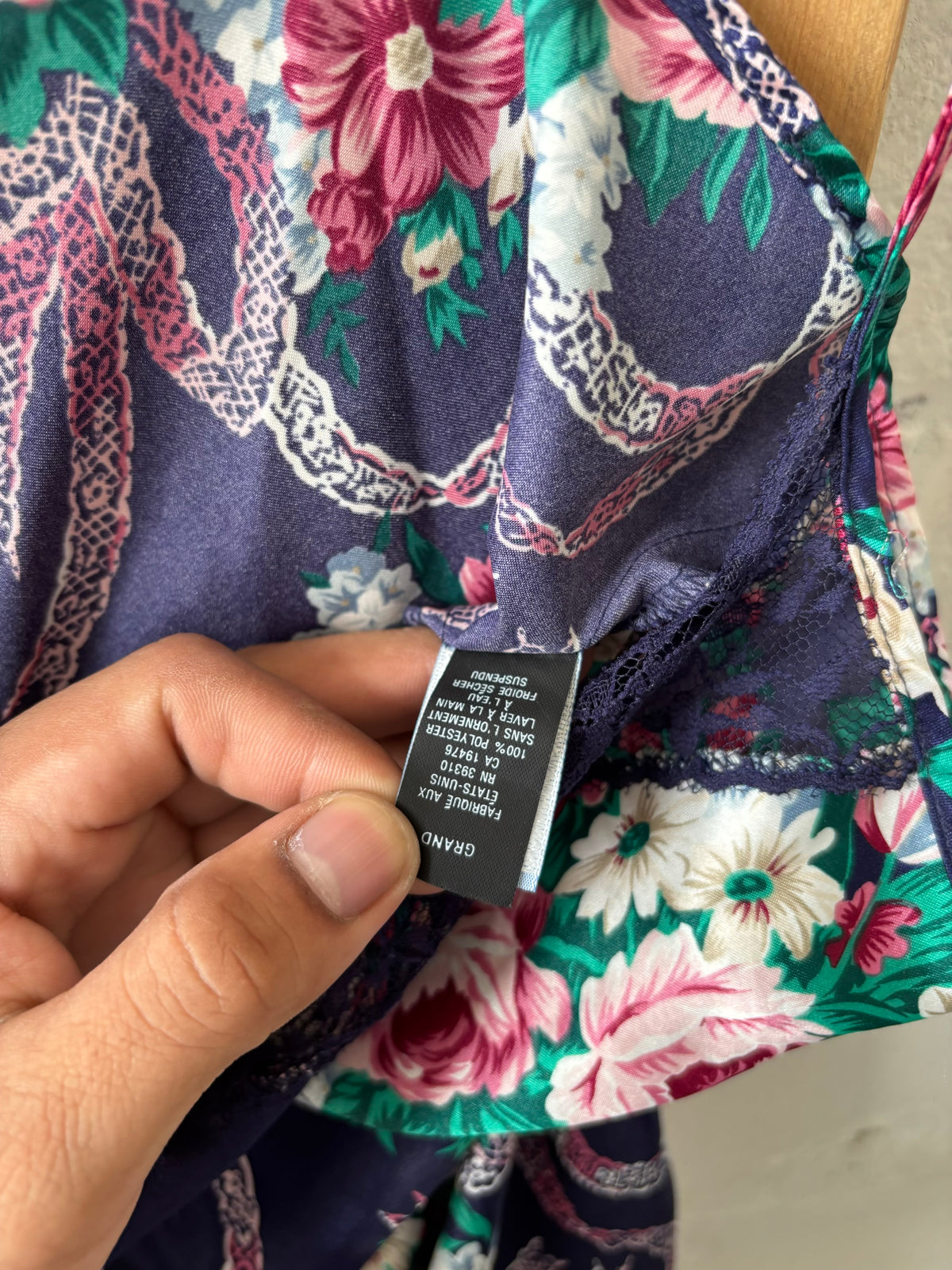 Vtg Floral Bow Accent Slip Dress : L