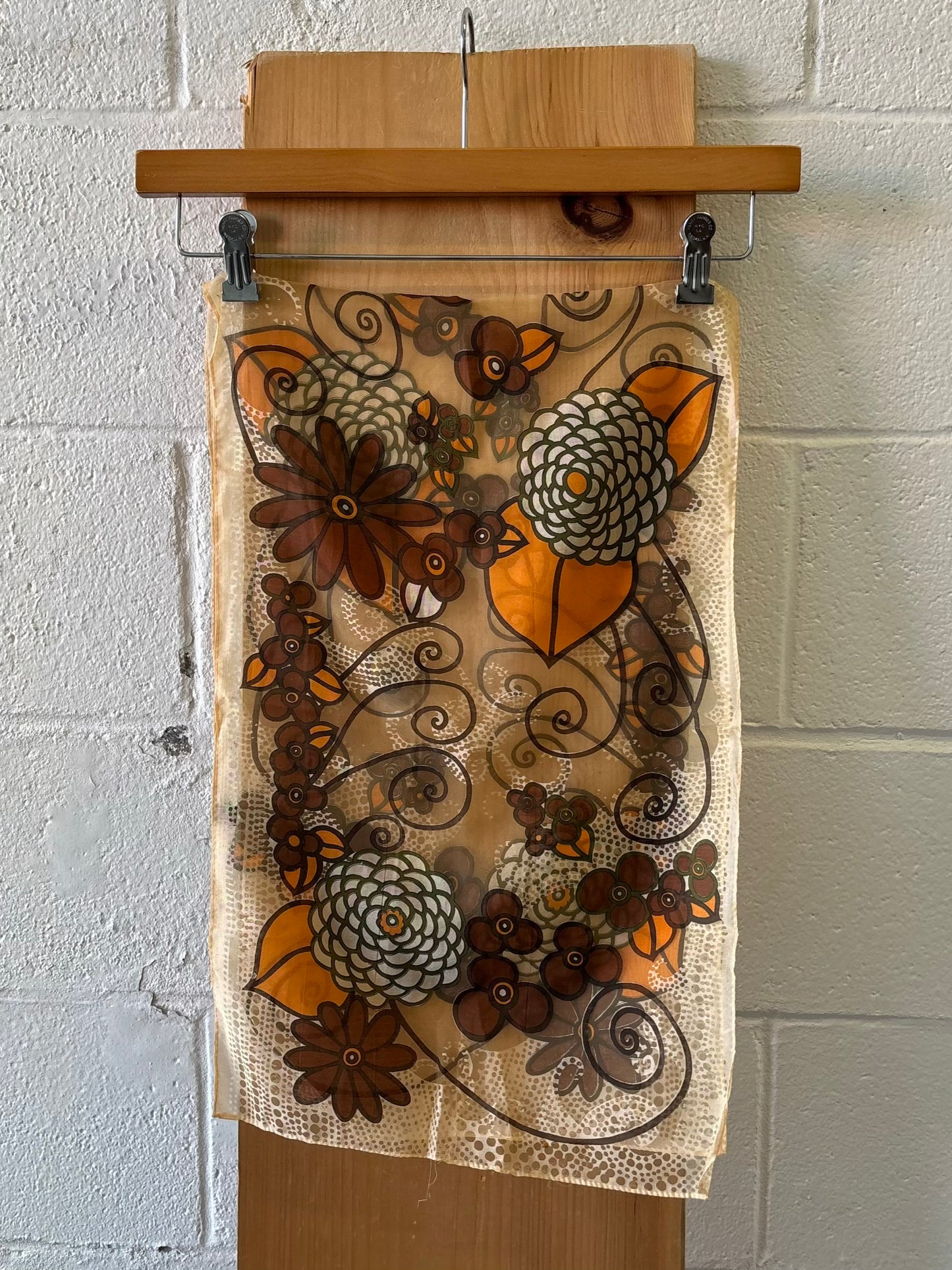 Vtg 70s Scarf : 13” x 42”