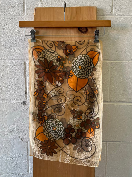 Vtg 70s Scarf : 13” x 42”