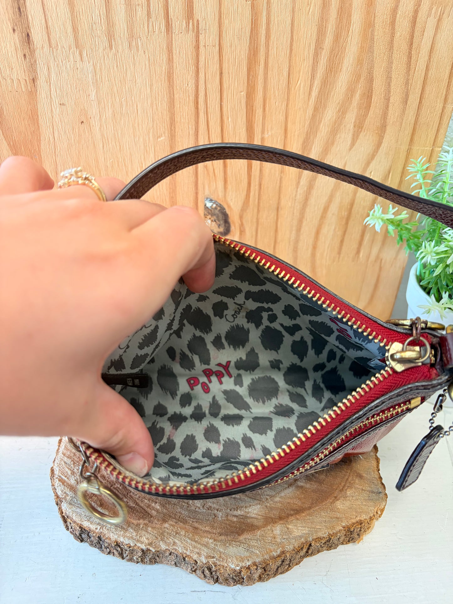 Red Coach Poppy Wristlet