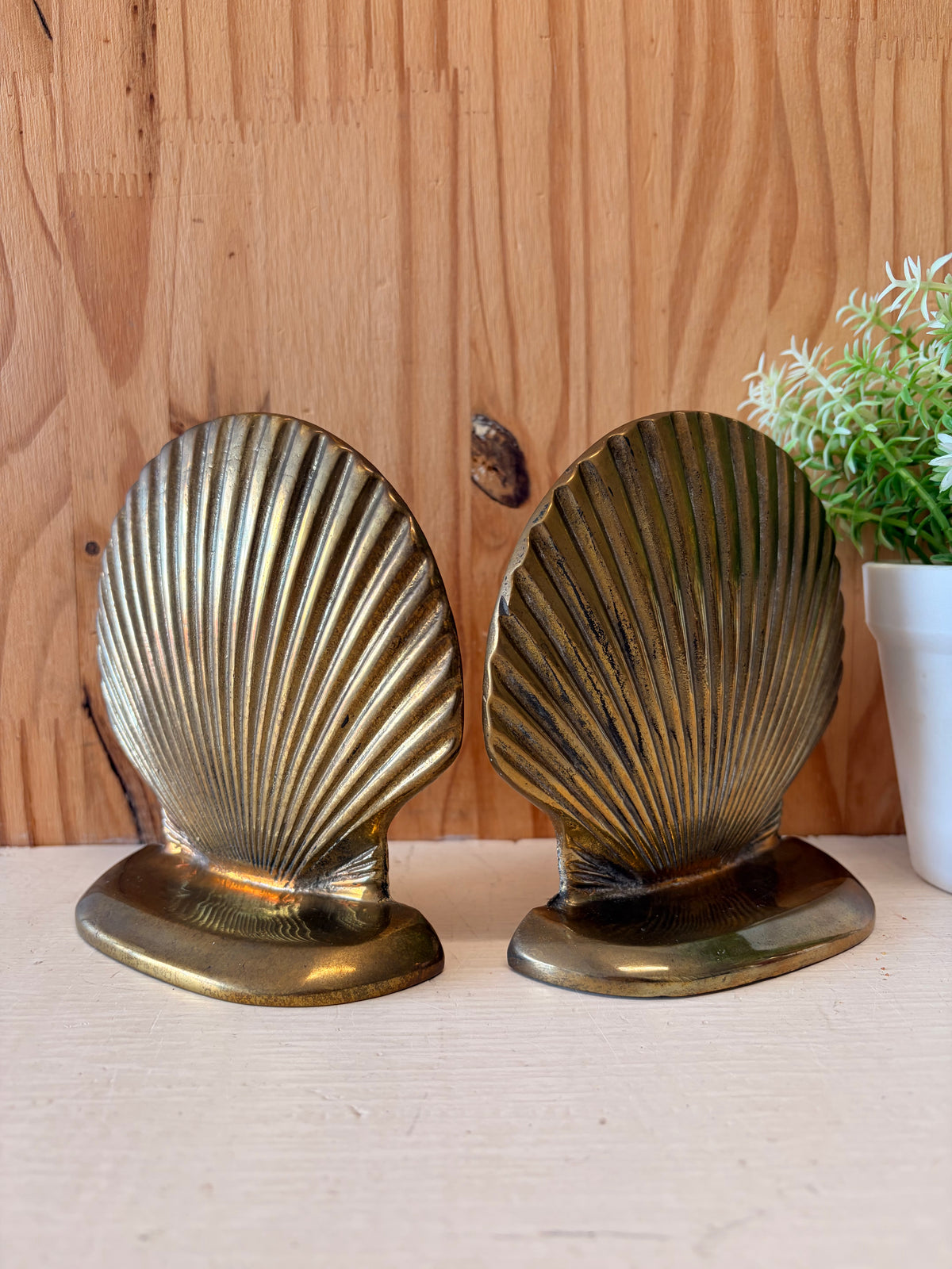 Vtg Brass Shell Bookends (Local Pick Up Only)