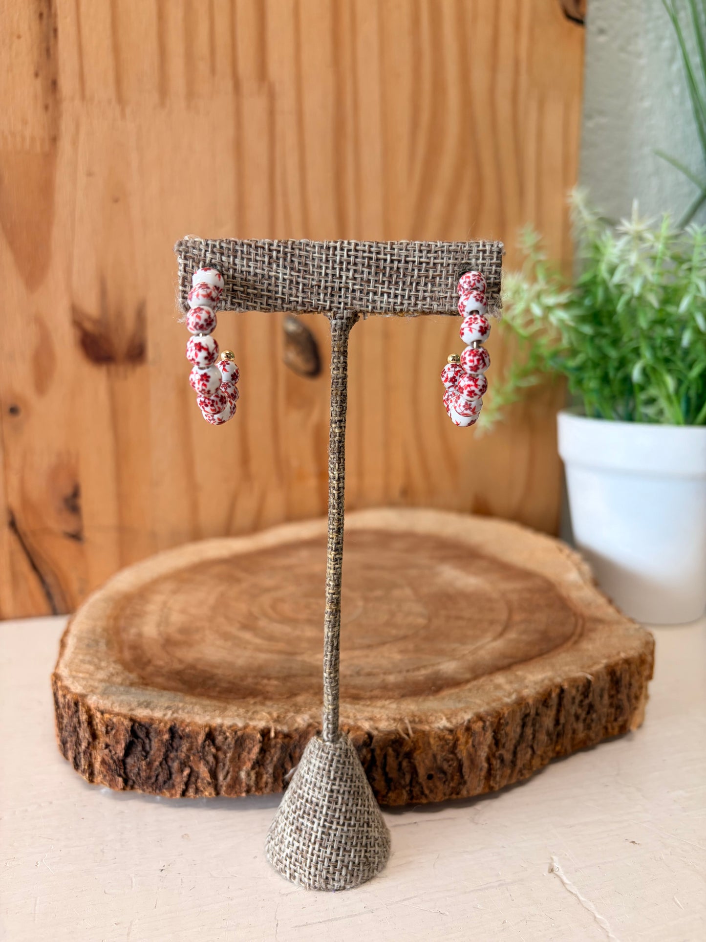 Floral Beaded Hoops