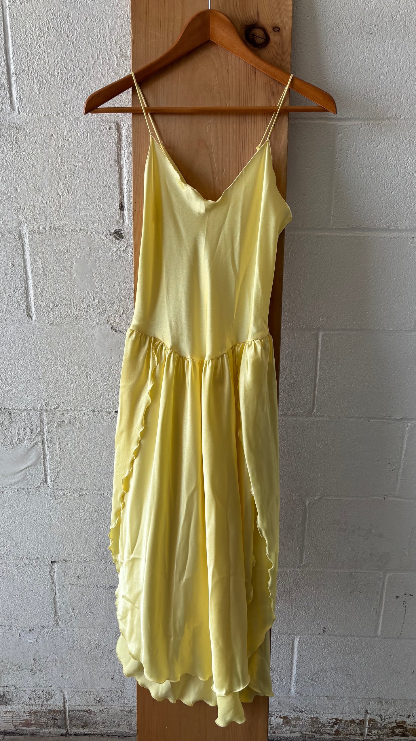 Vtg Yellow Slip Dress : S