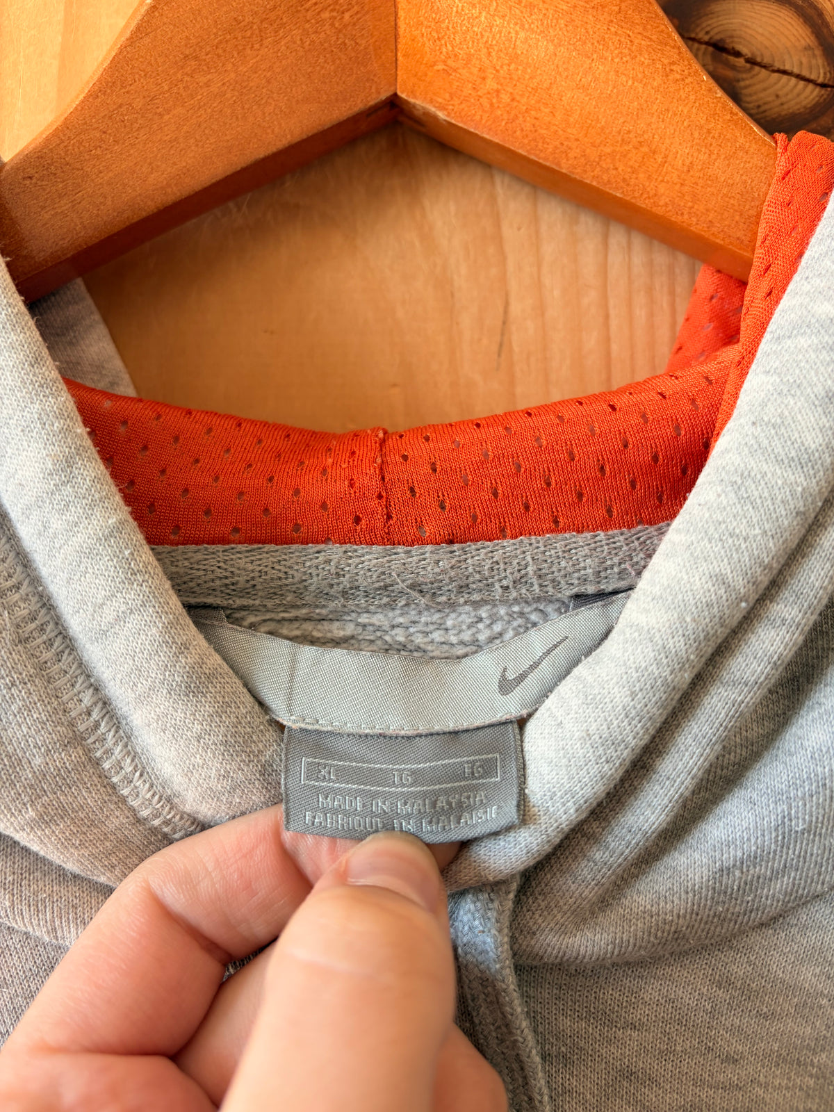 Vtg Orange & Gray Nike Hoodie : XL