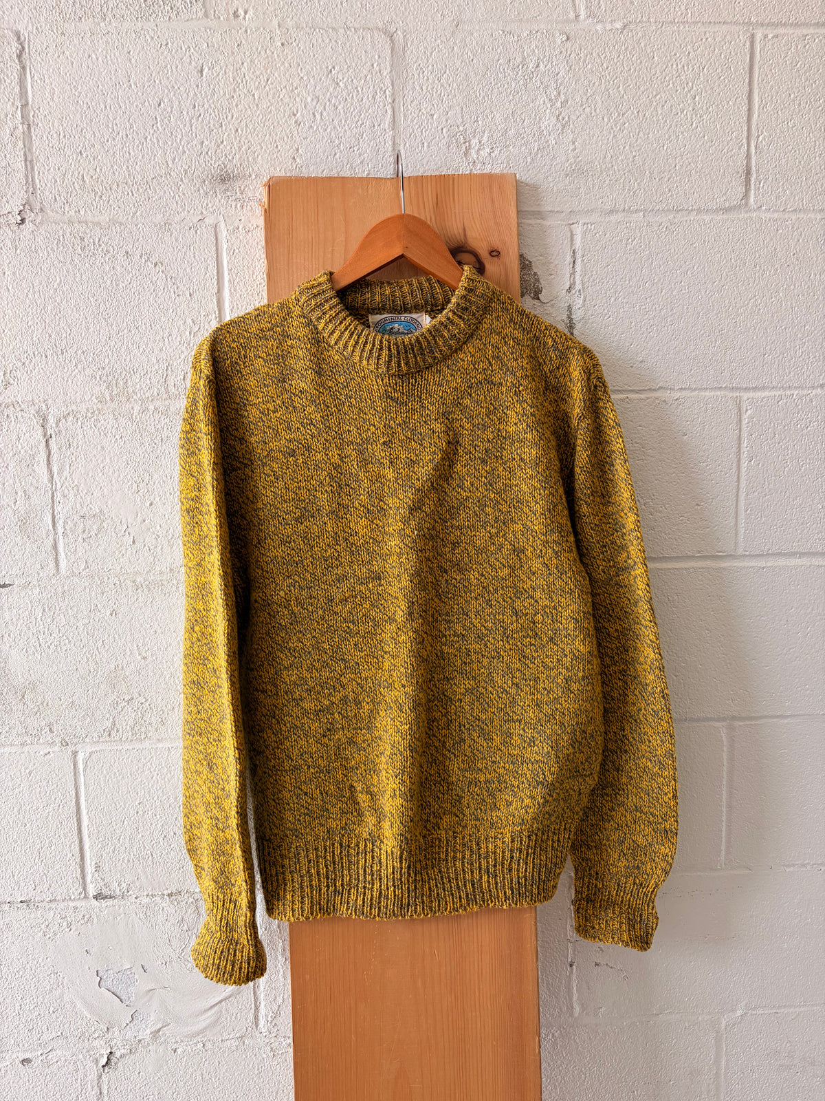 Vtg Knit Yellow Wool Blend Sweater : S