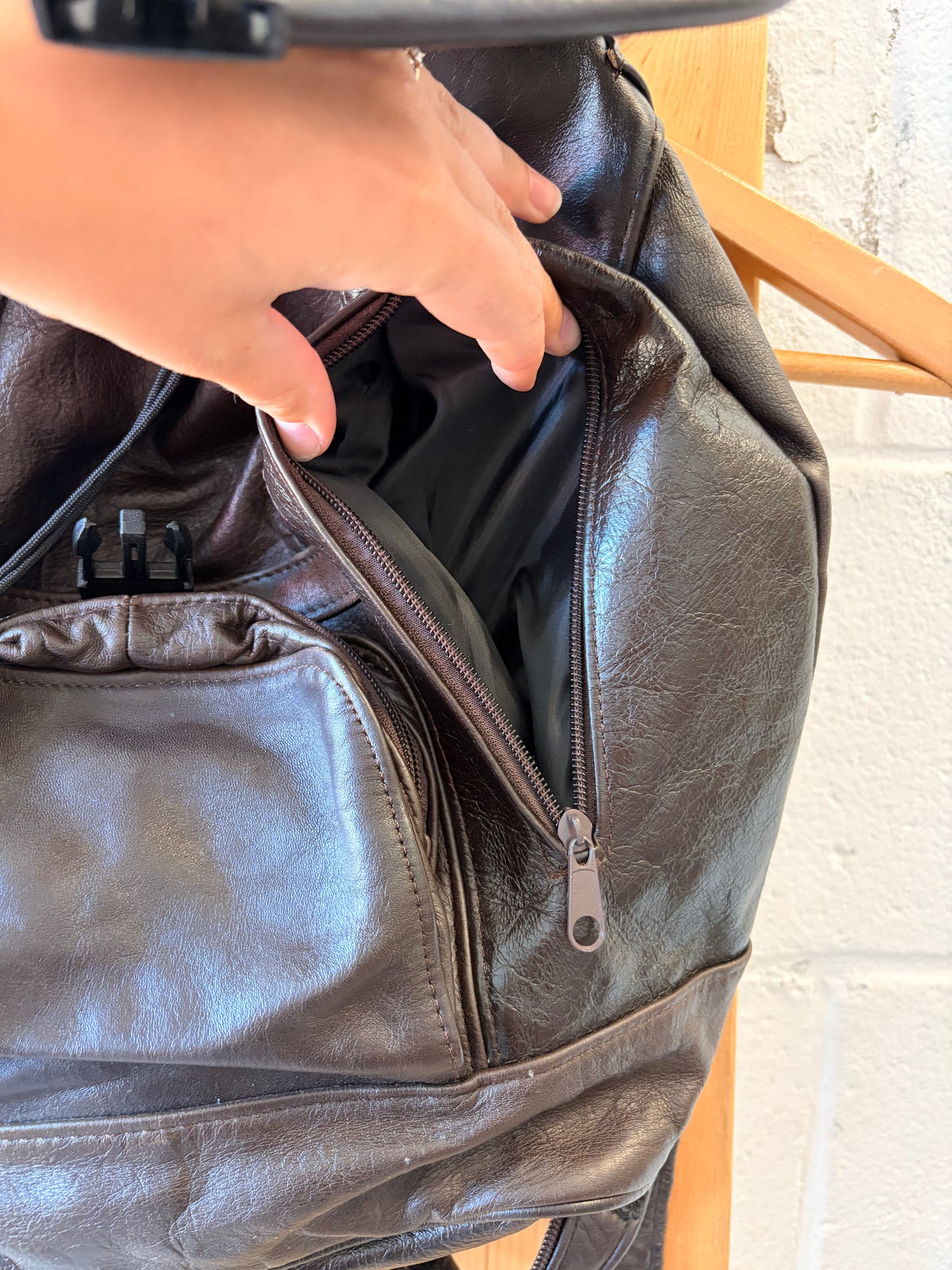 Dark Brown Drawstring Backpack / Crossbody Bag