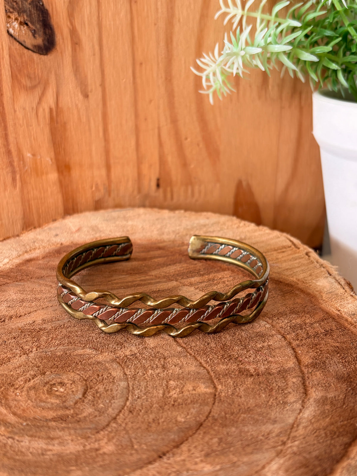 Three Tone Metal Cuff Bracelet