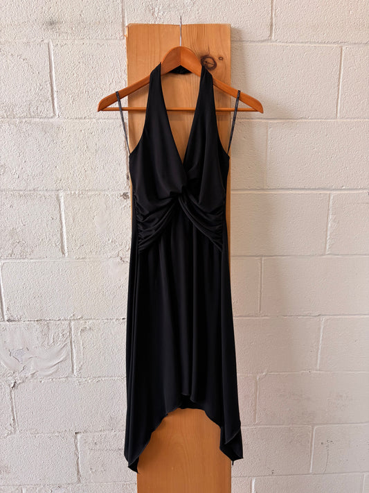 Asymmetrical Hem Halter Dress : M