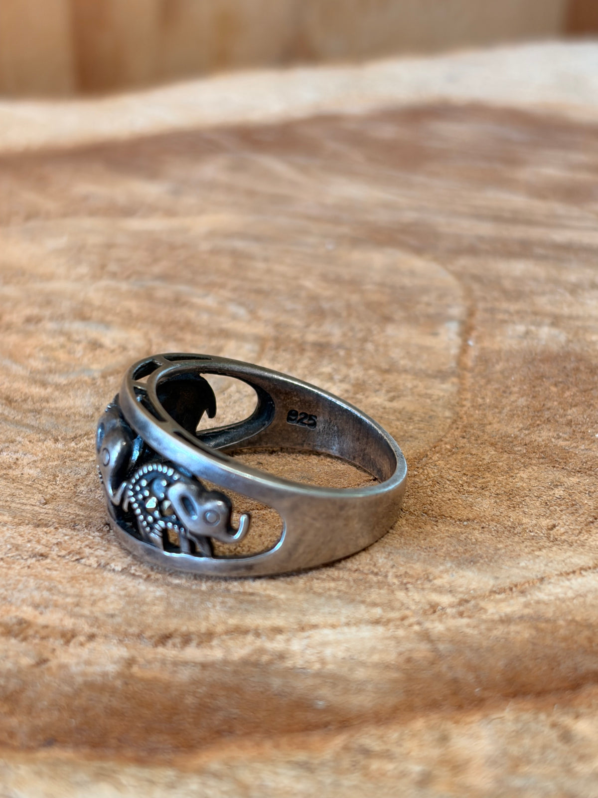 925 Silver Elephant Ring : Size 10