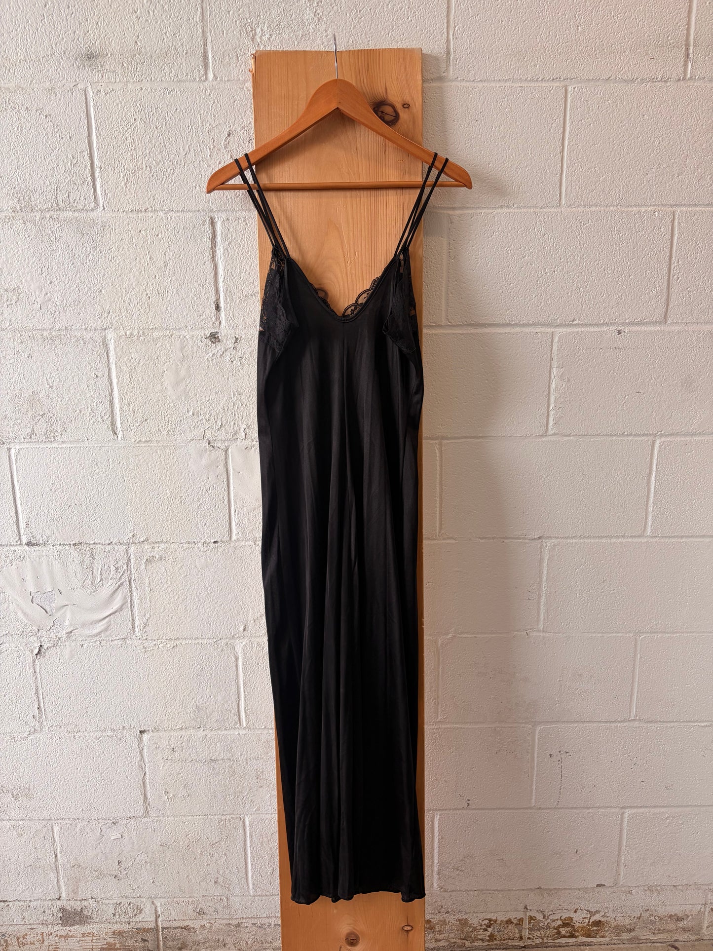 Vtg Black Lace Detailed Peignoir Set : M