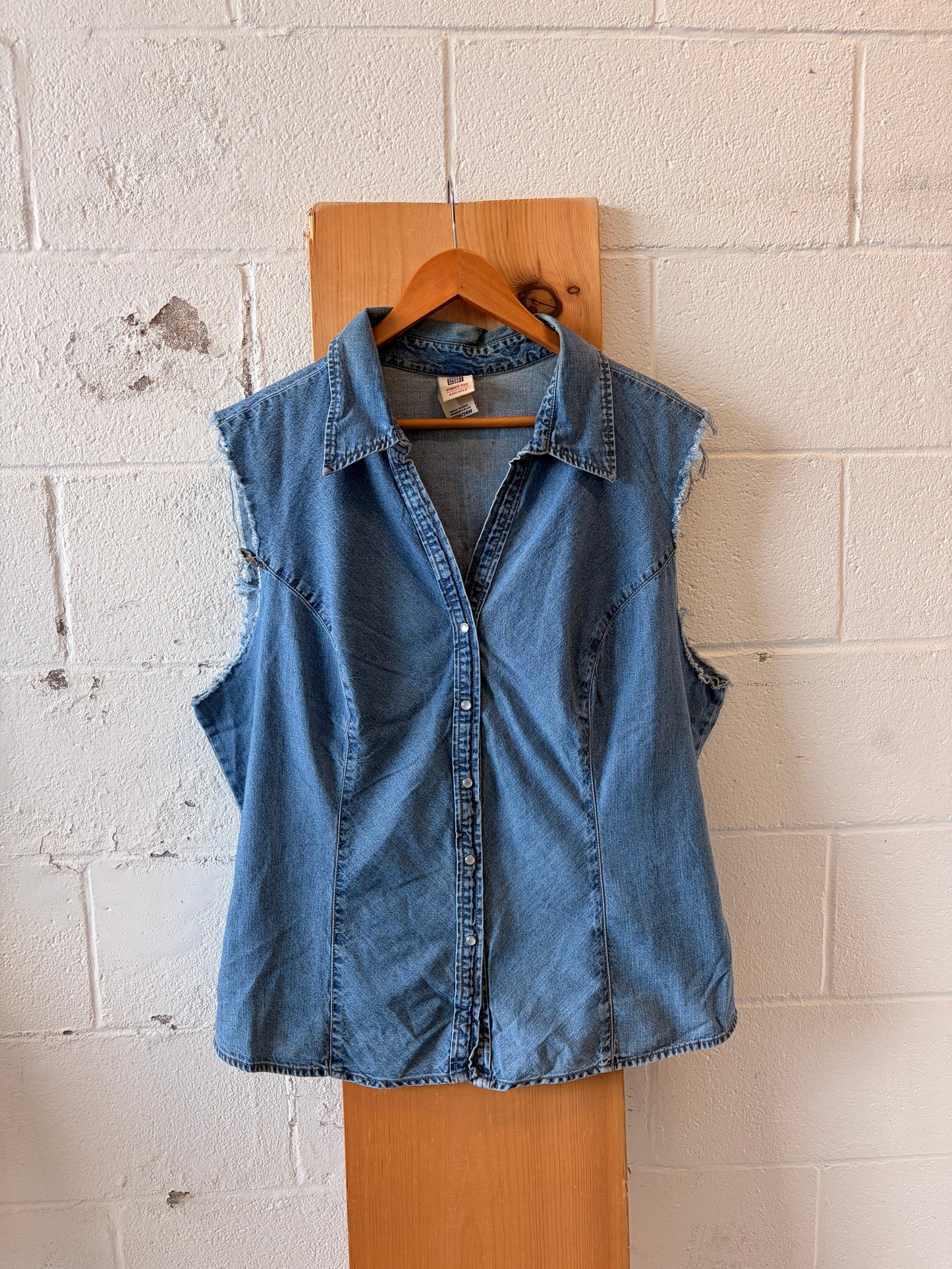 Reworked Hand Painted Denim Vest : 22W/24W