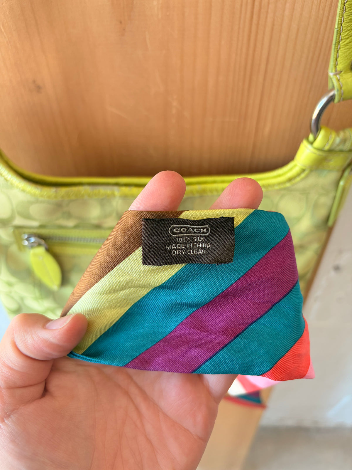 Coach Signature Green Canvas Crossbody & Scarf (As Is)