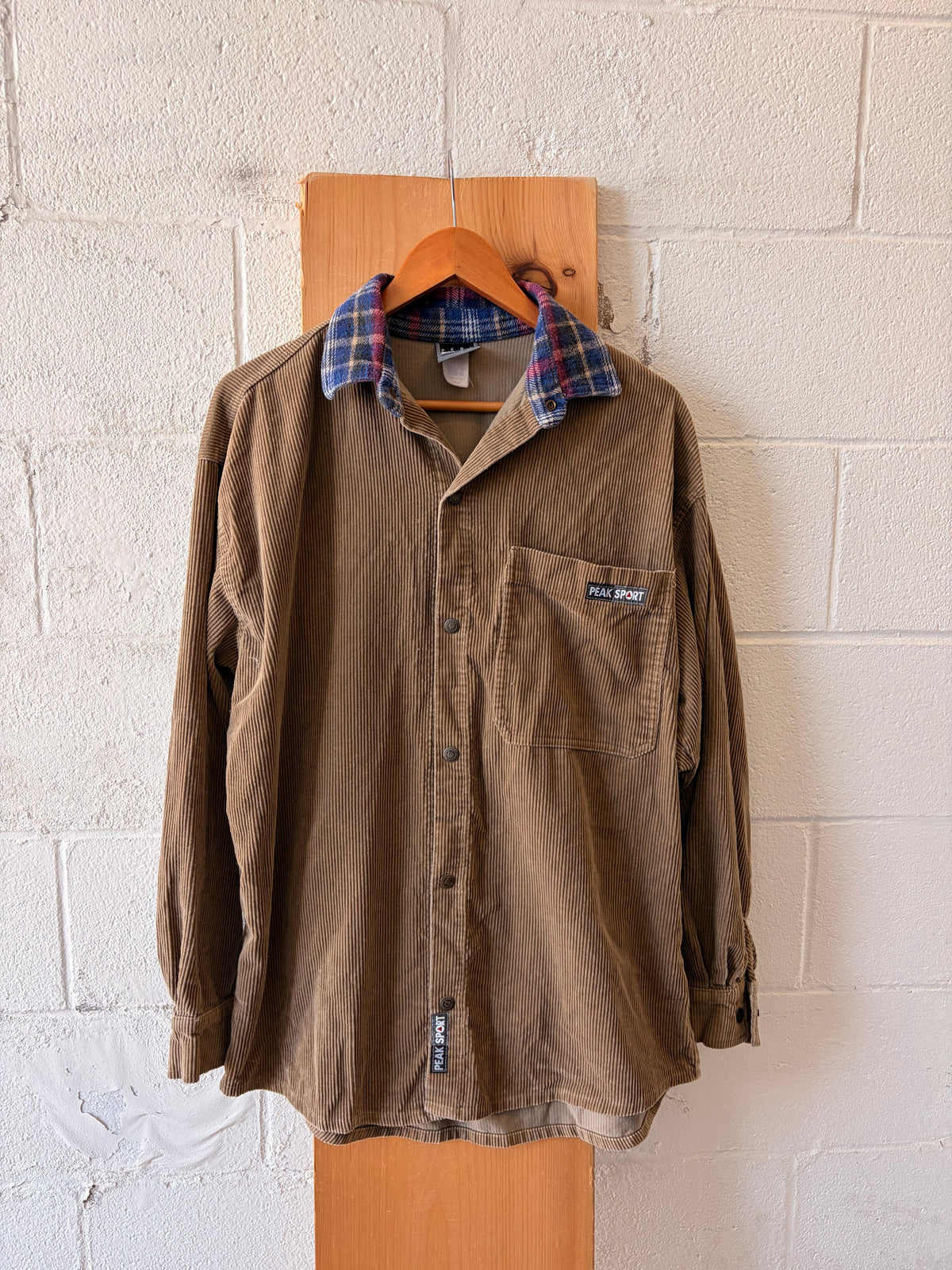 Vtg Flannel Collared Corduroy Button Down : M