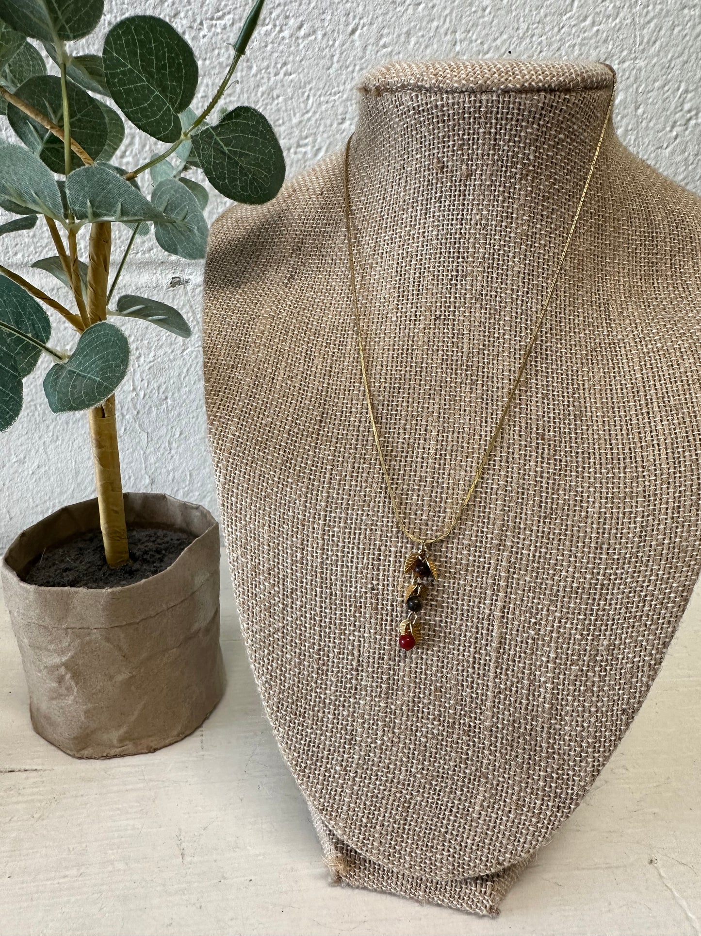 Delicate Beaded Leaves Necklace