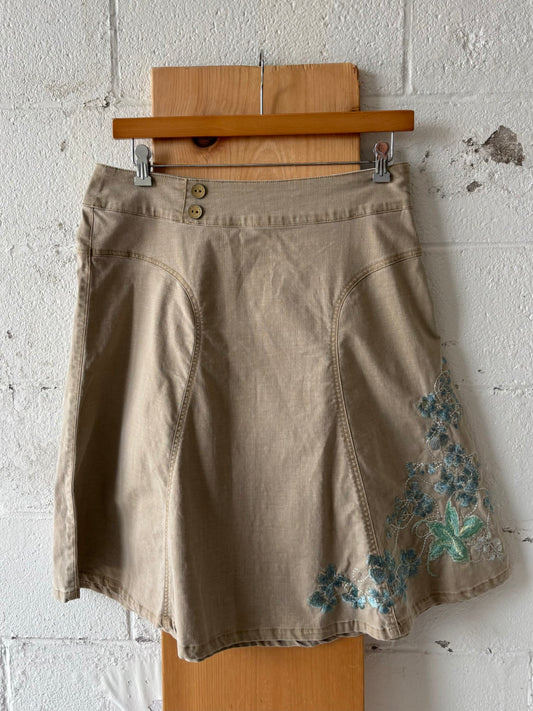 Khaki Embroidered Skirt : 10
