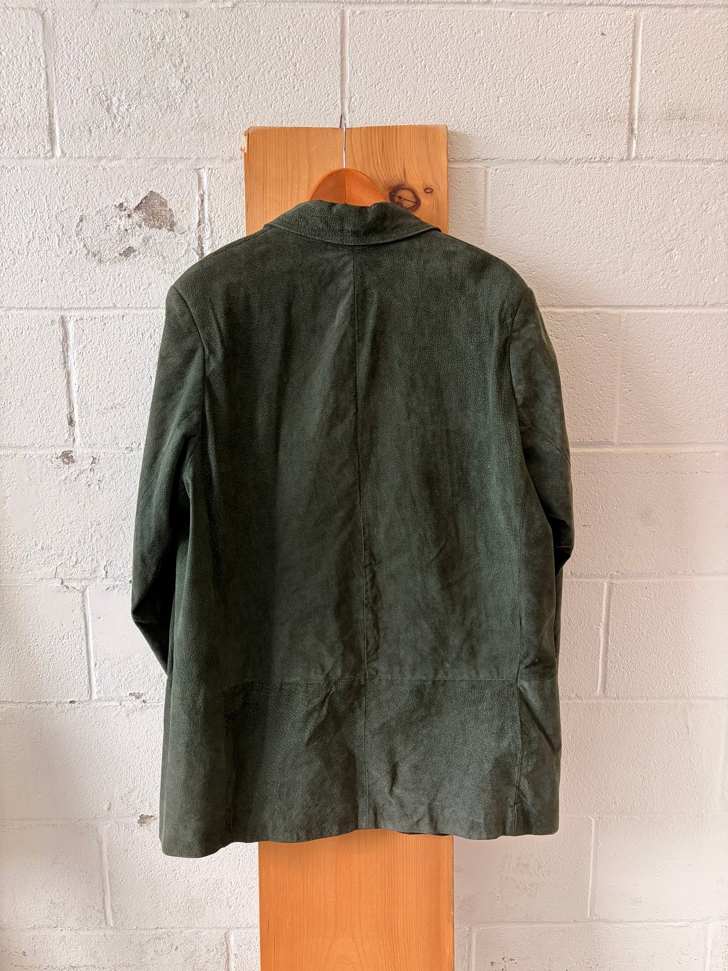 Olive Green Leather Blazer : A8