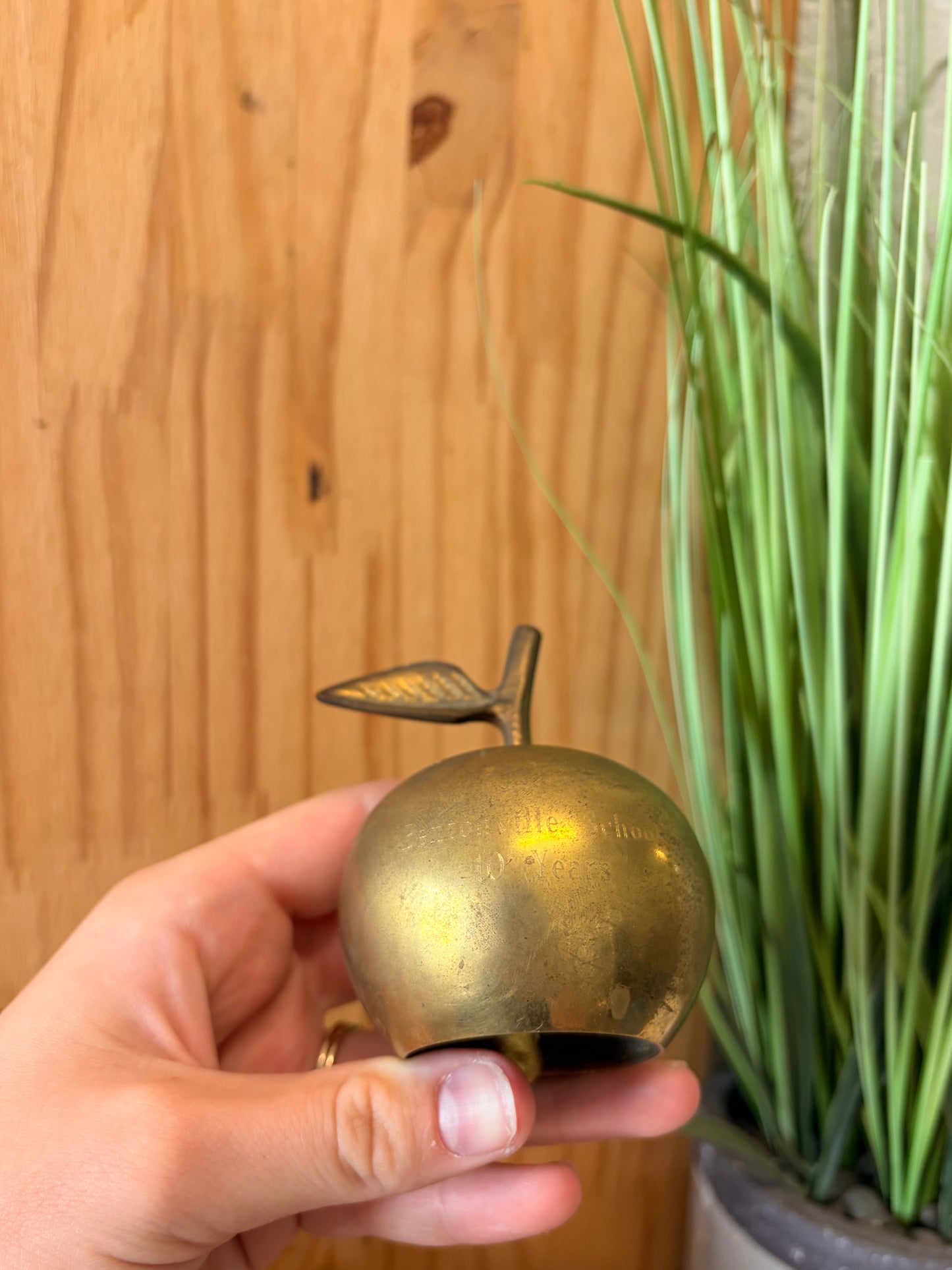 Vtg Bentonville Schools Brass Apple Bell
