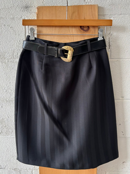 Vtg Black Belted Skirt : 12