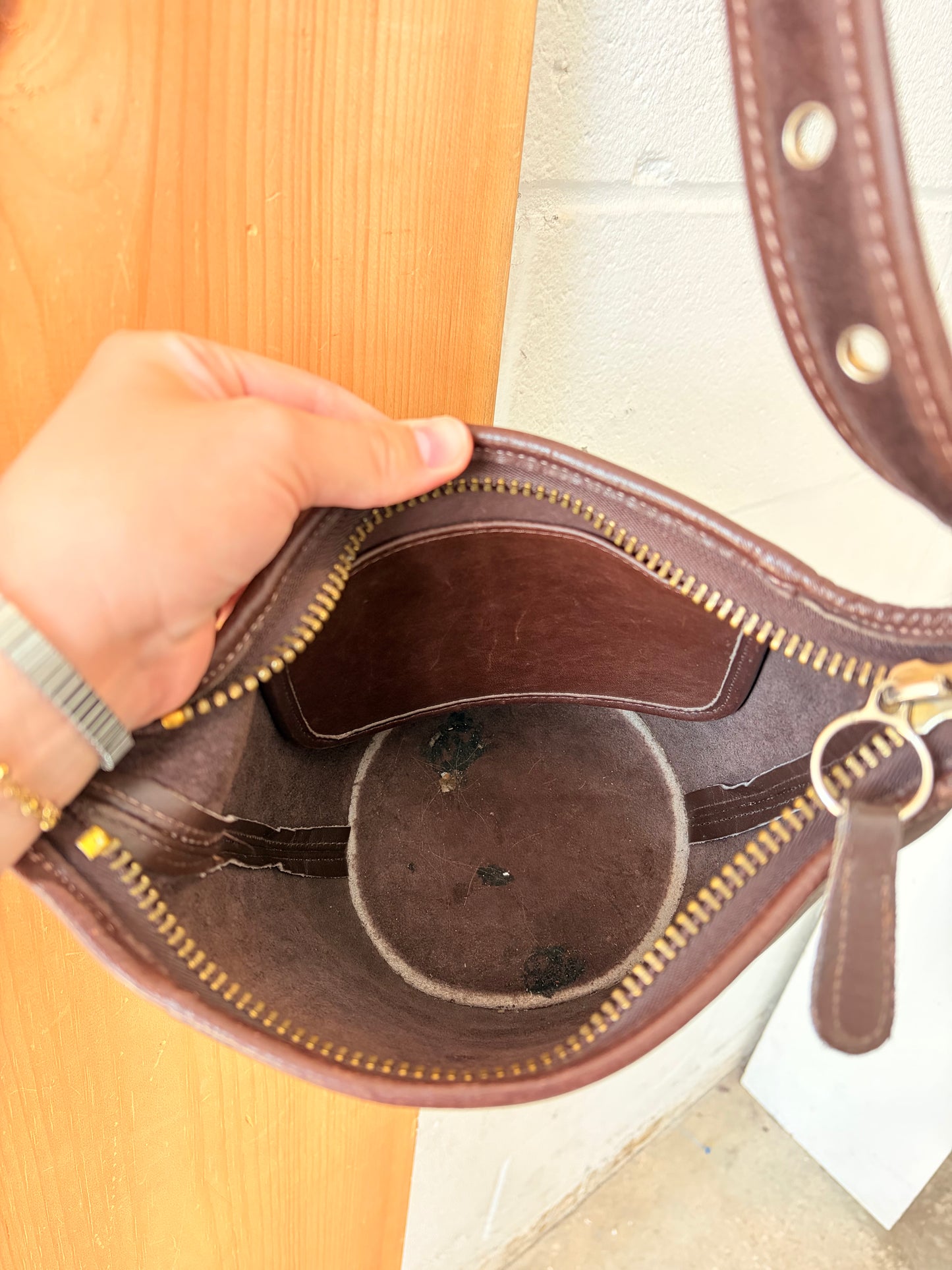 Dark Brown Leather Bucket Purse