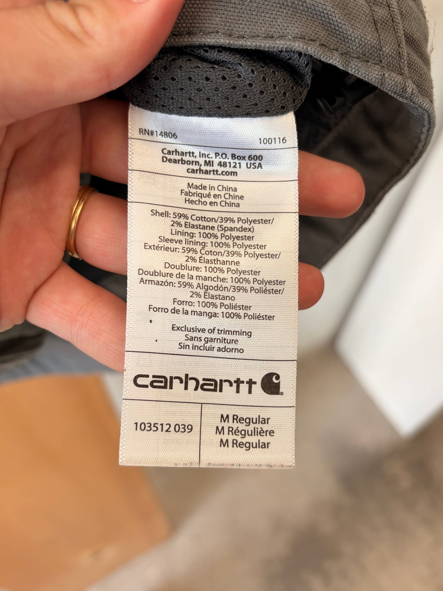 Lightweight Gray Canvas Carhartt : M