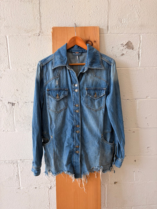 Free People Denim Moonchild Denim Button Down : S