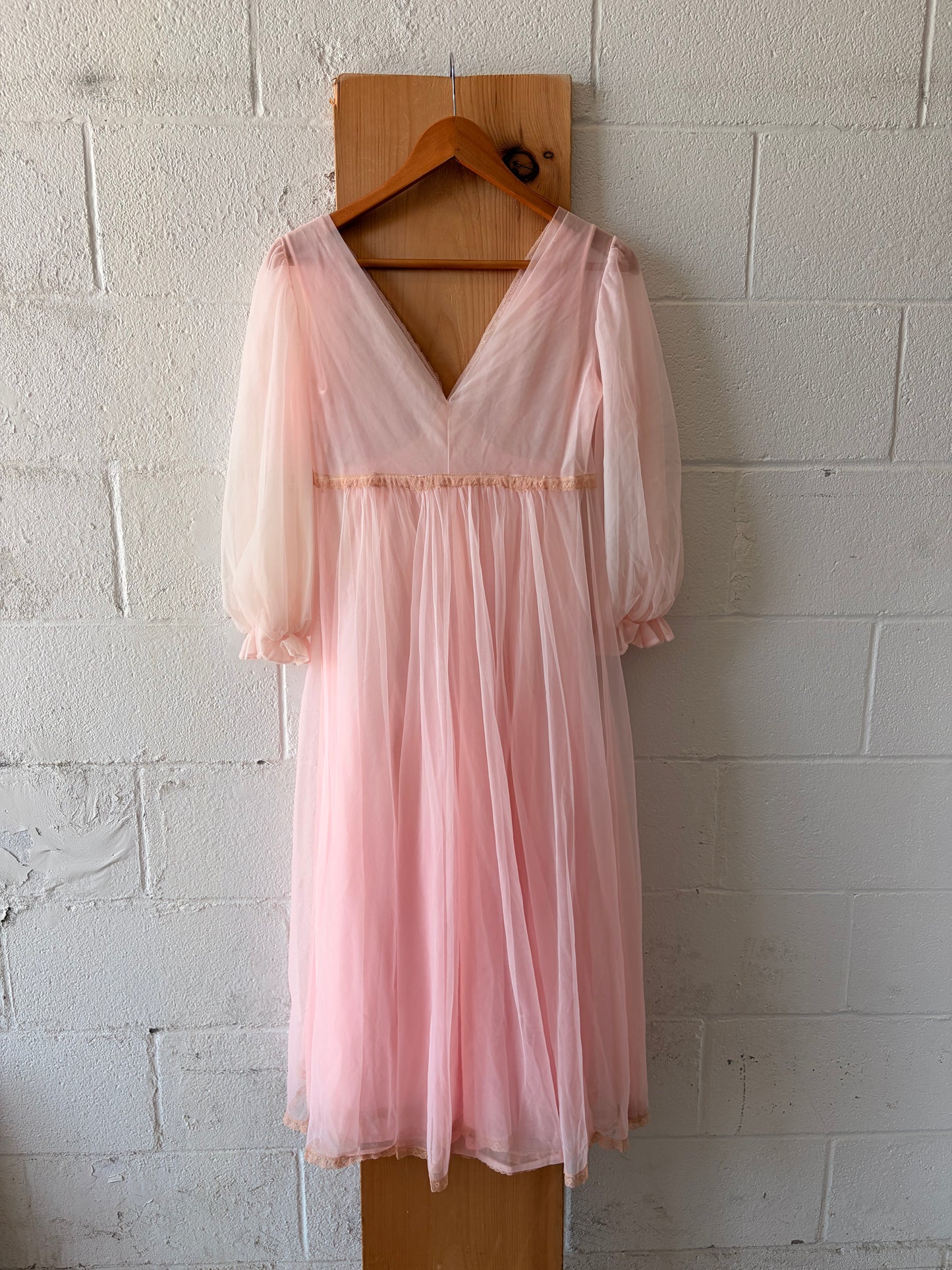 Vtg Lisette Pink Chiffon Set : S