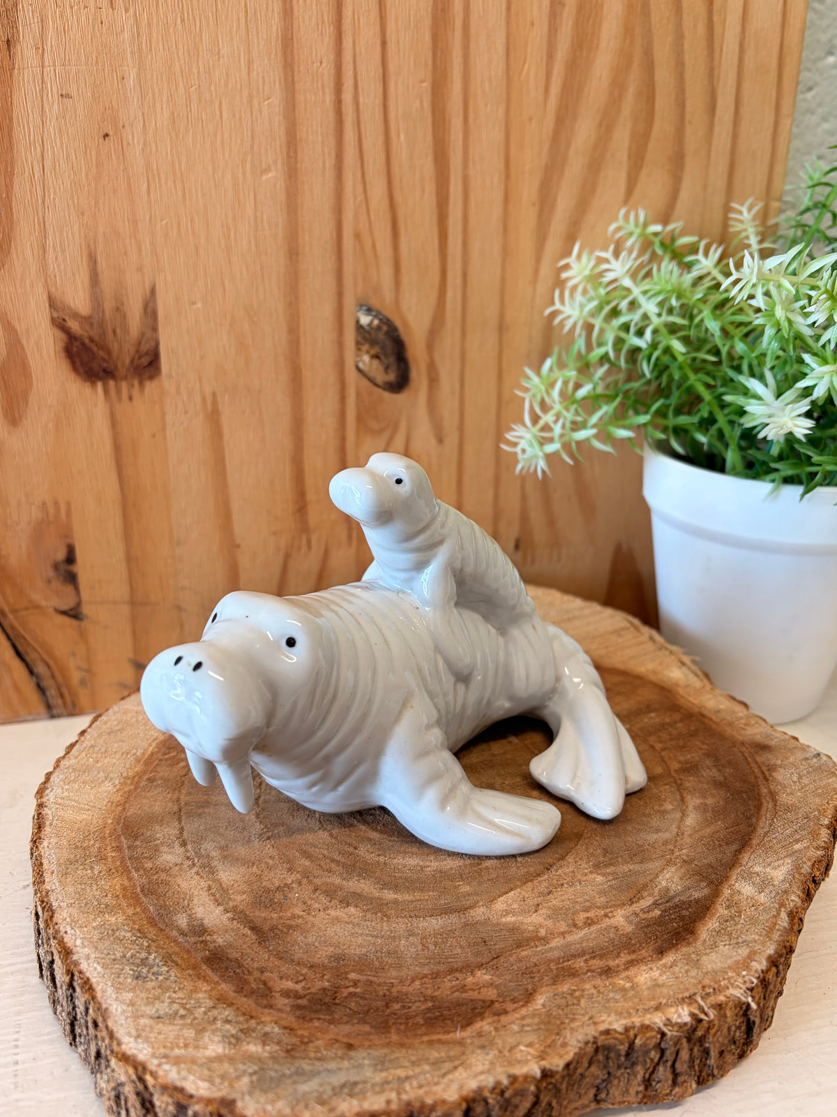 Ceramic Baby & Mother Walrus Figurine (Local Pick Up Only)