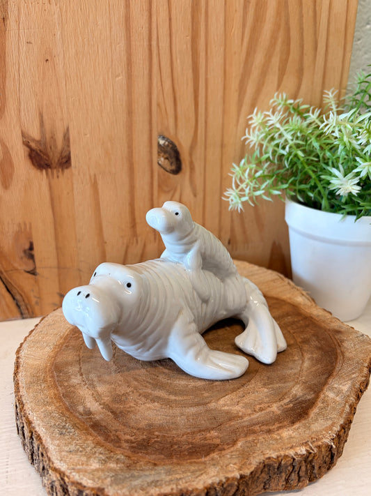 Ceramic Baby & Mother Walrus Figurine (Local Pick Up Only)