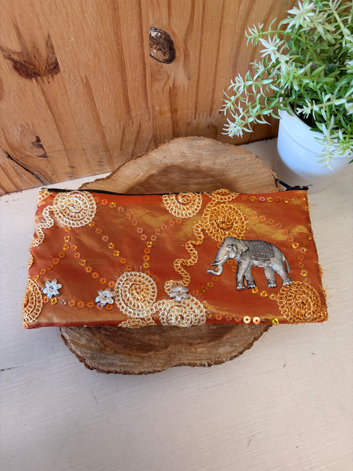 Embellished Elephant Pouch