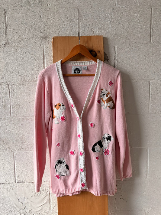 Vtg Pink Dog Cardigan : 1X
