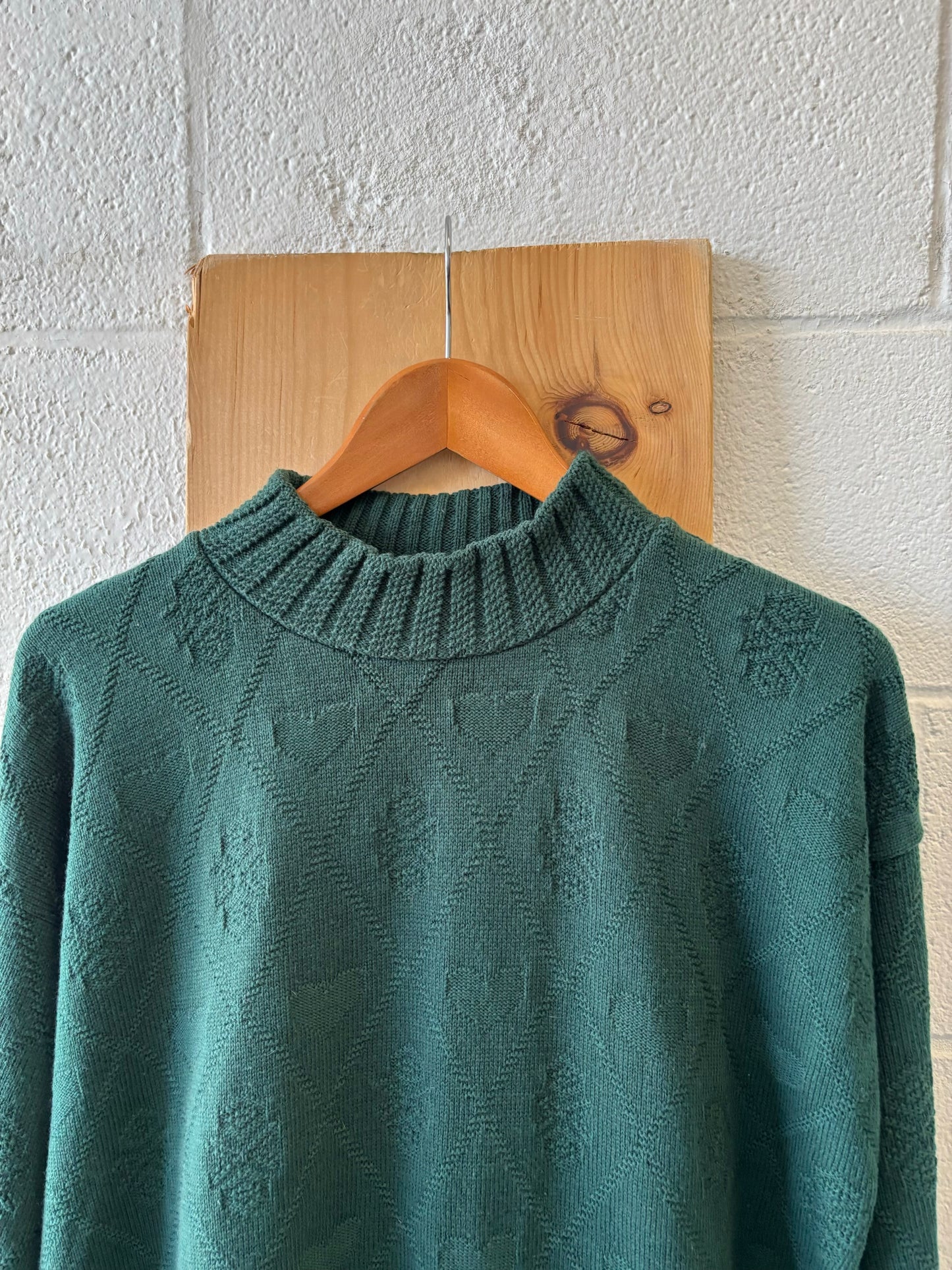 Dark Green Heart Sweater : L