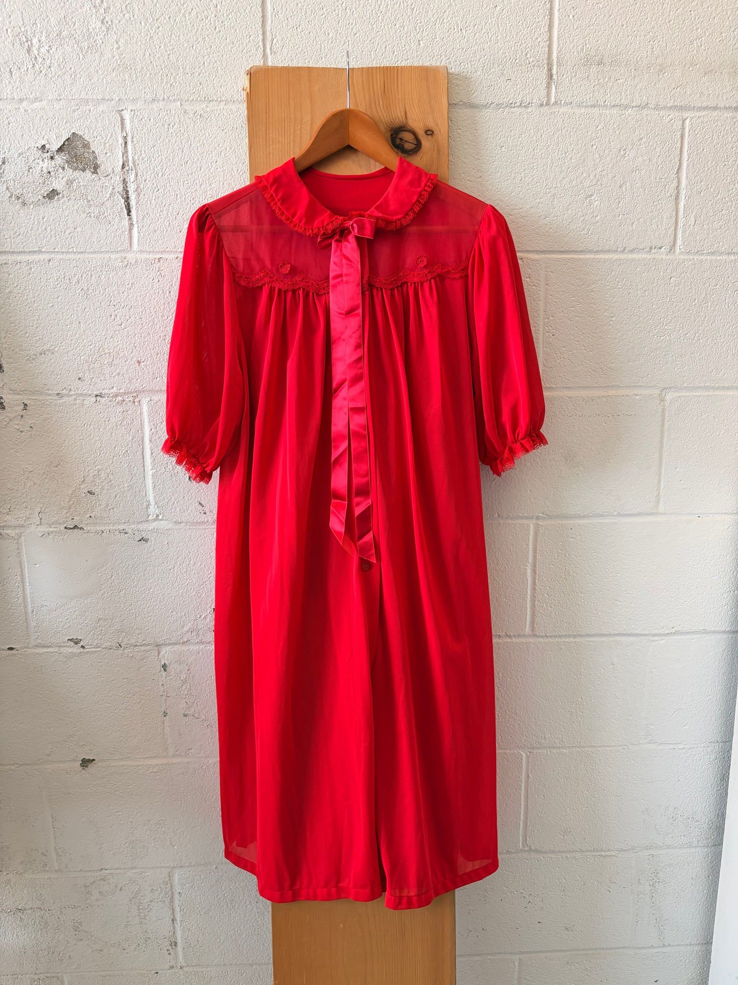 Vtg Lorraine Red Peignoir Robe : M