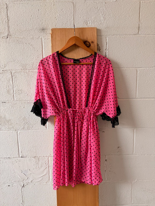 Pink Polka Dot Robe : M