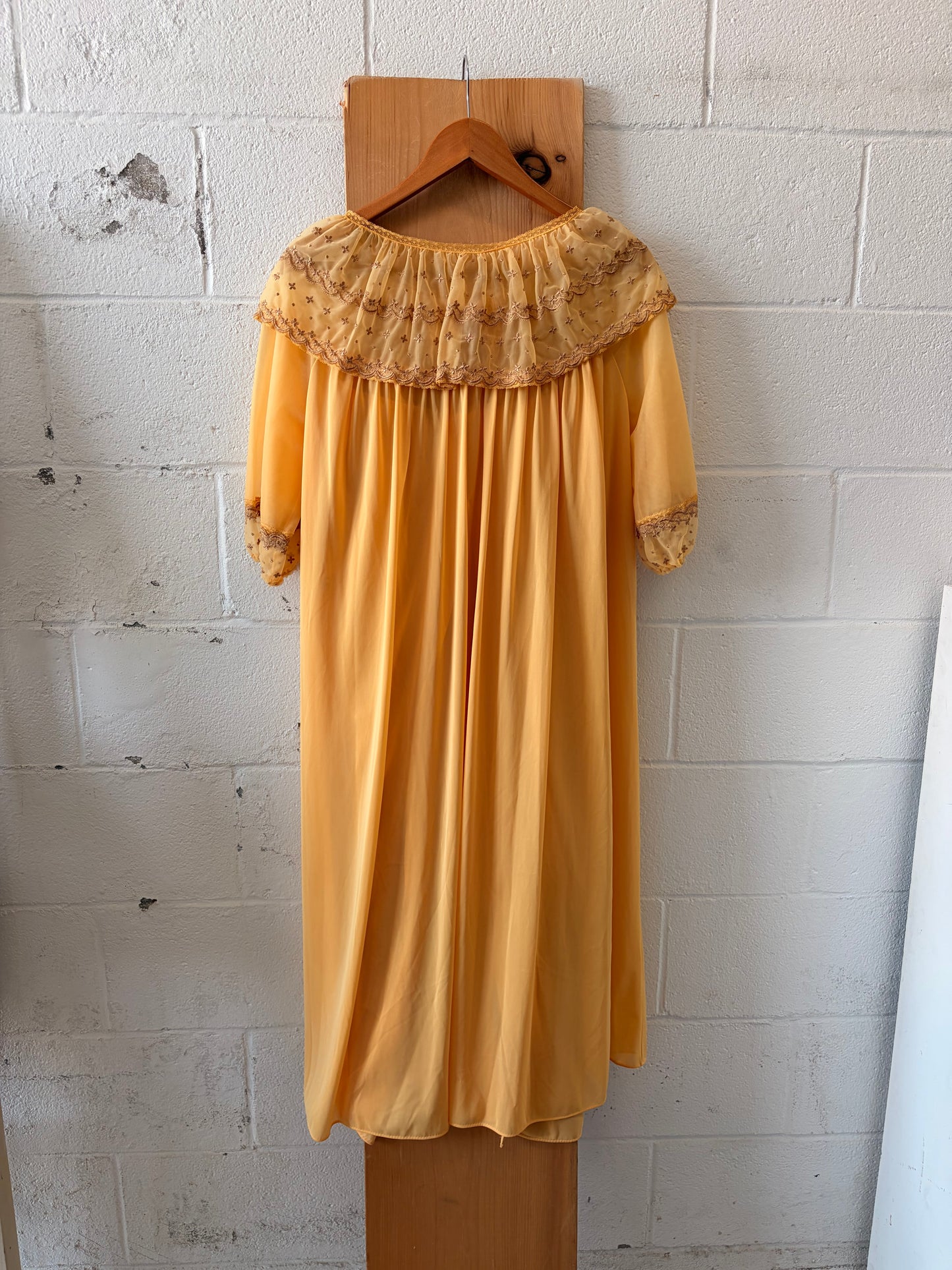 Vtg Yellow Kayser Peignoir Robe & Nightgown Set : 36