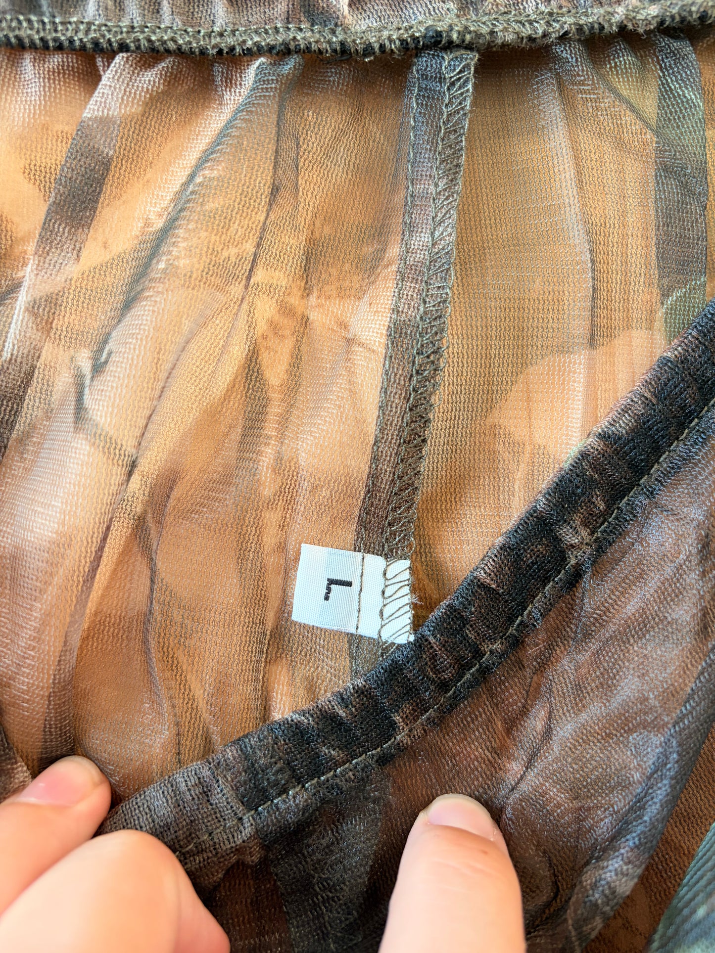 Sheer Mesh Camo Pants : L