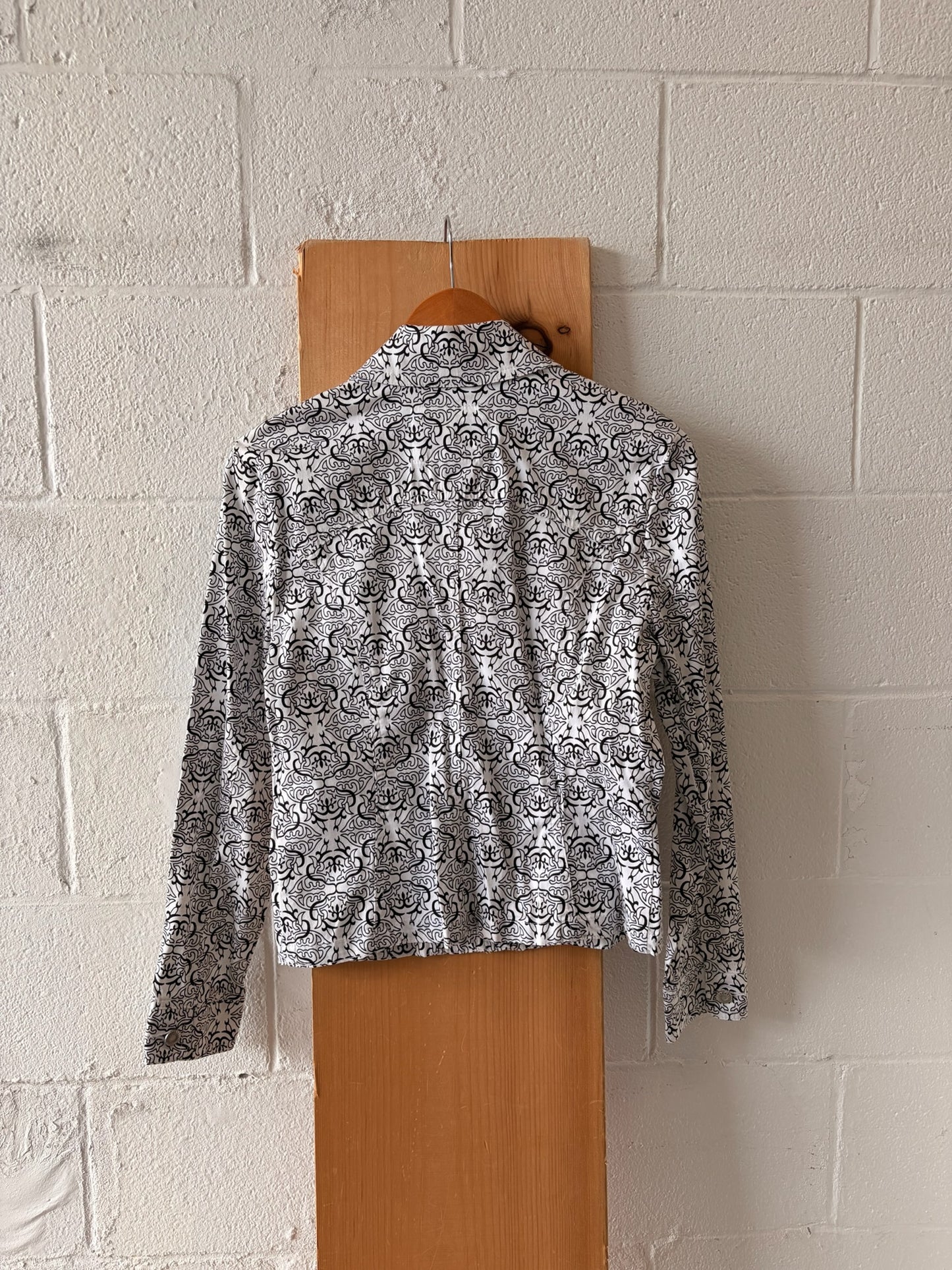 Vtg Black and White Print Jacket : S