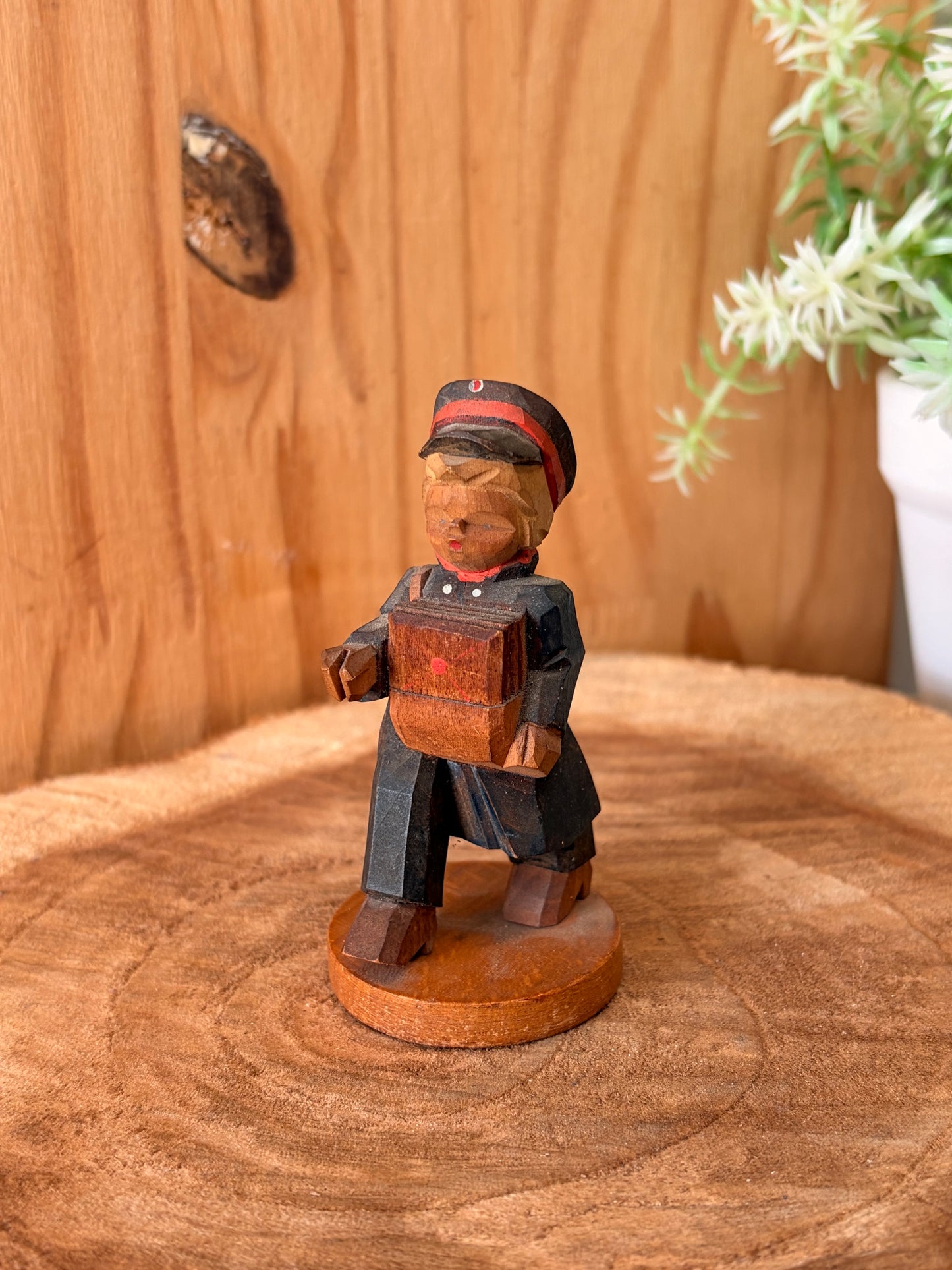 Vtg Wooden Mailman Figurine
