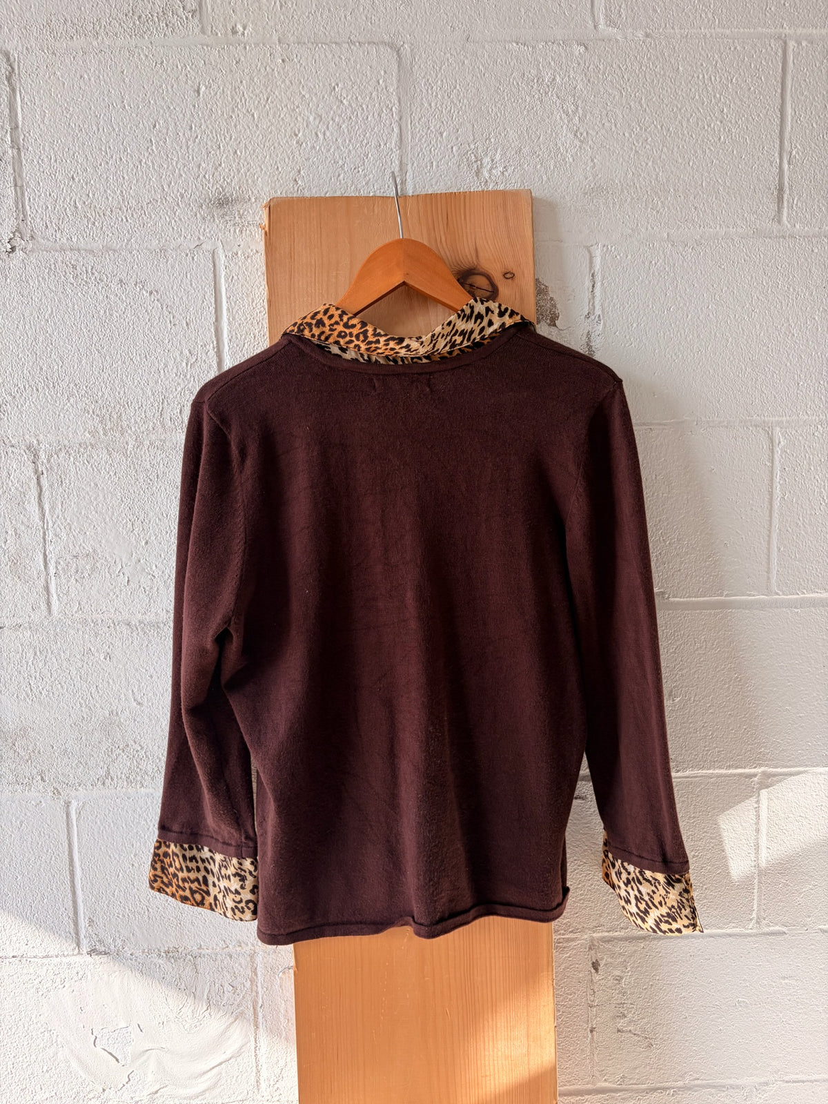 Leopard Trim Sweater : XL