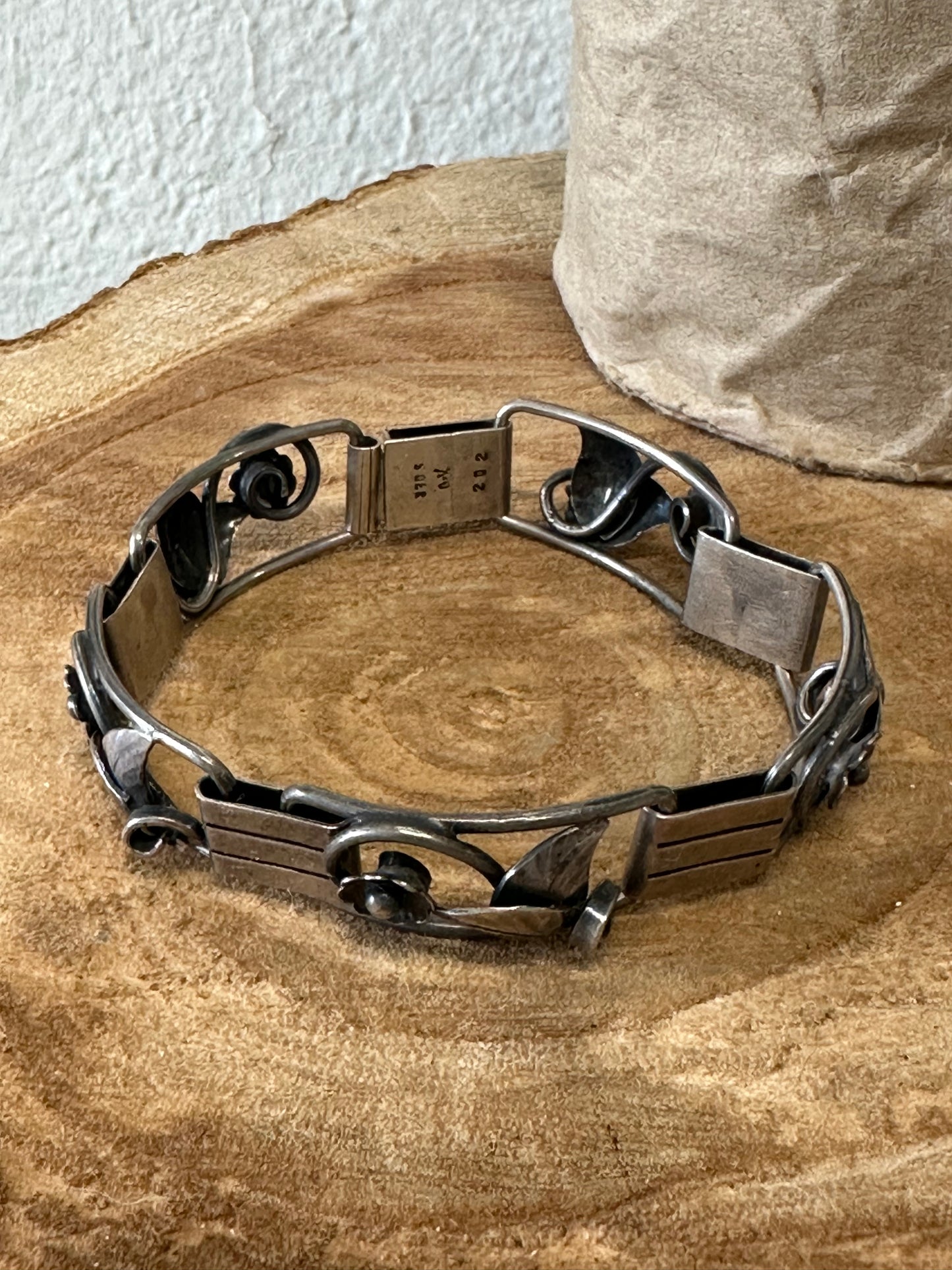 Vtg 830s Silver Stamped Euro Bracelet