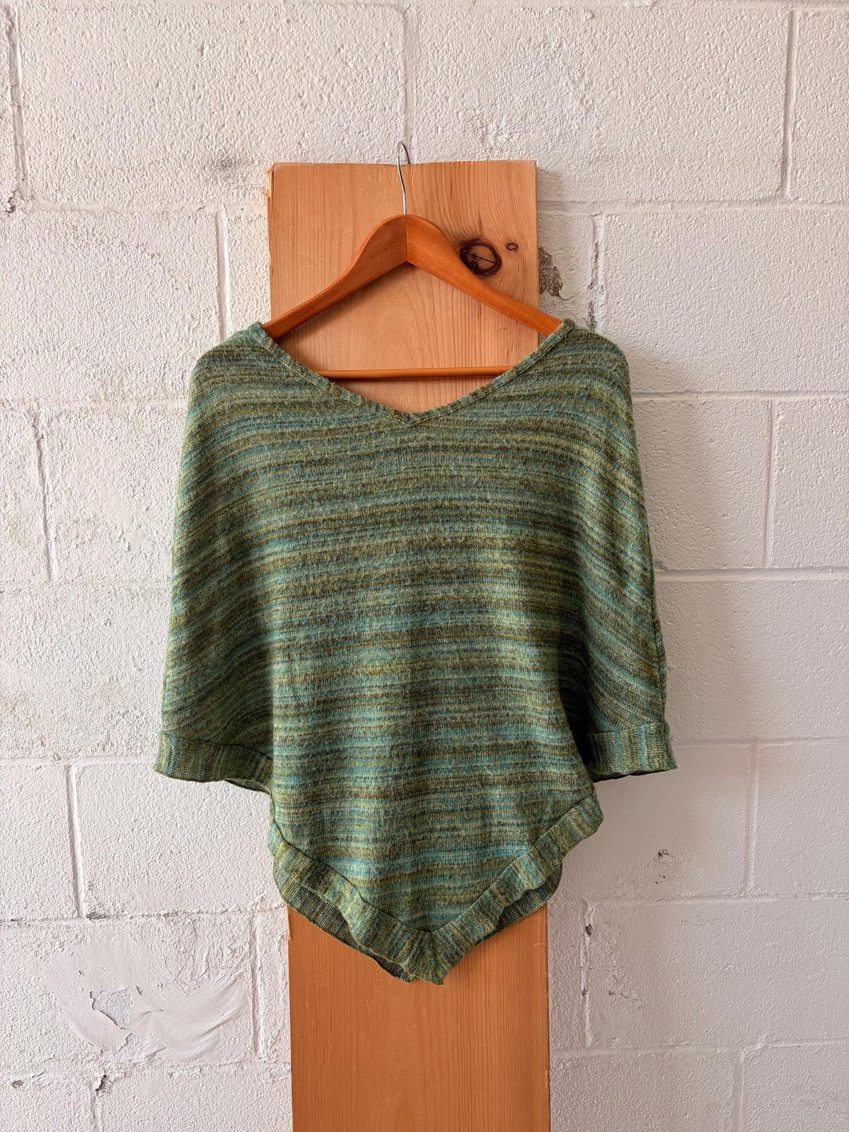 Knit Green Shimmer Poncho : S
