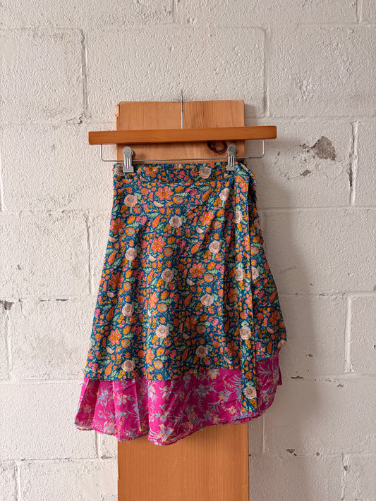 Floral Silk Wrap Skirt : OS