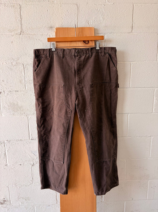 Dark Brown Carhartt Double Knee Work Pants : 48x30