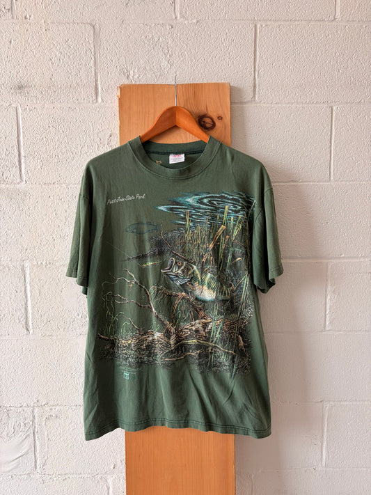 Vtg Green Bass Tee : XL